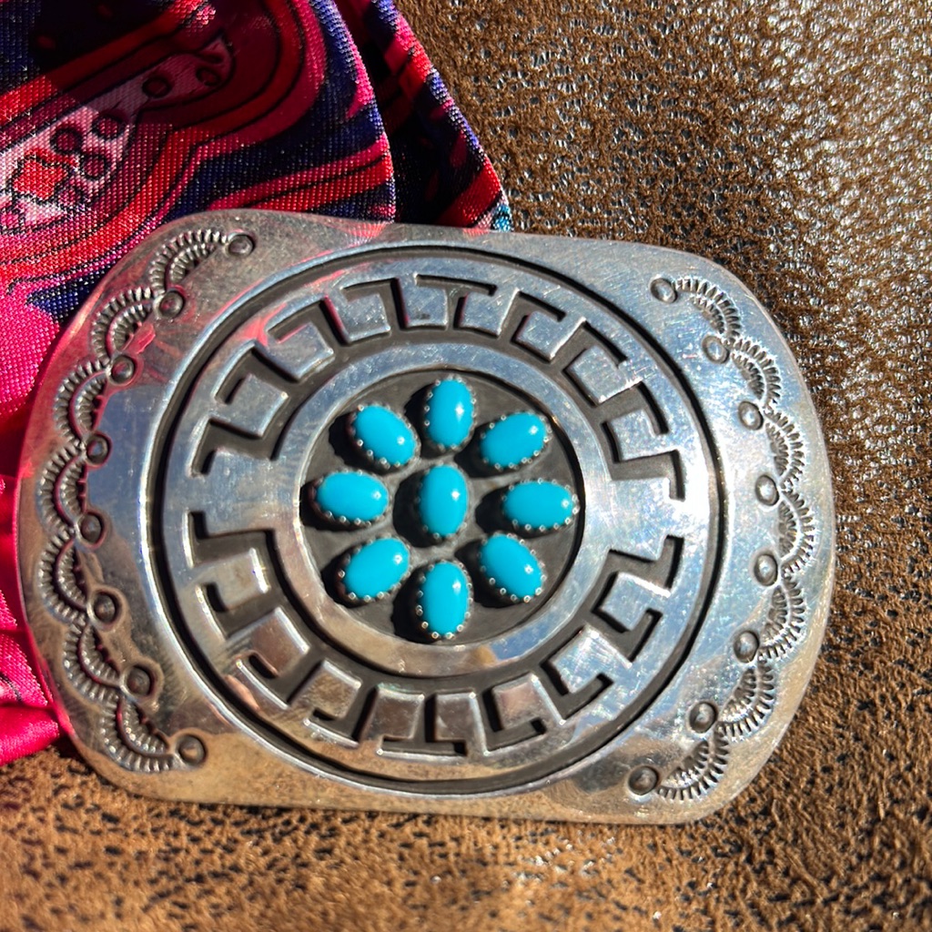 Nwt Navajo Handmade Turquoise Silver Buckle